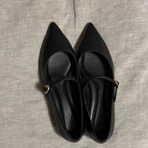 Nordstrom Black Mary Jane Flats with Gold Buckle